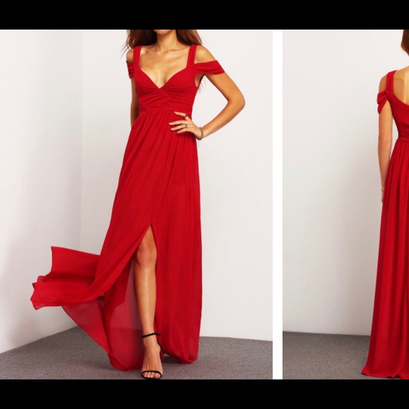cold shoulder split maxi dress